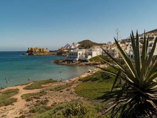 Costa de San José, Almería: playa, mar turquesa, casas blancas y un agave gigante. ¡Un paraíso que ver!