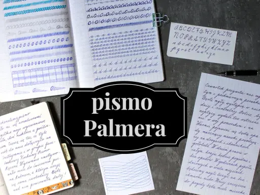 Ładne pismo na zeszytach i kartkach, ćwiczenia liter i cyfr.