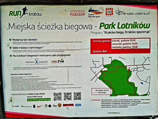 Park Lotników Polskich zaprasza na miejską ścieżkę biegową. Program "Kraków biega, Kraków spaceruje" oferuje treningi 3km.