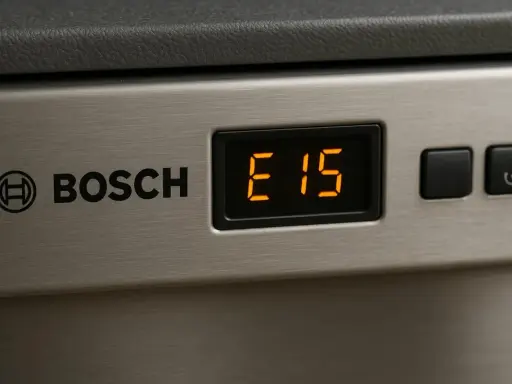 Wyświetlacz zmywarki Bosch pokazuje błąd E15.