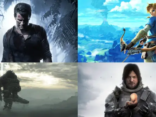 Nathan Drake, Link, a colossus i Sam Porter Bridges – bohaterowie najlepszych gier przygodowych.