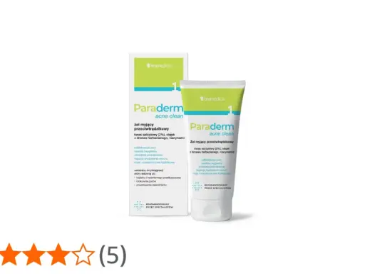 Żel myjący Paraderm acne clean z kwasem salicylowym, olejkiem z drzewa herbacianego i niacynamidem. Rekomendowany przez specjalistów.
