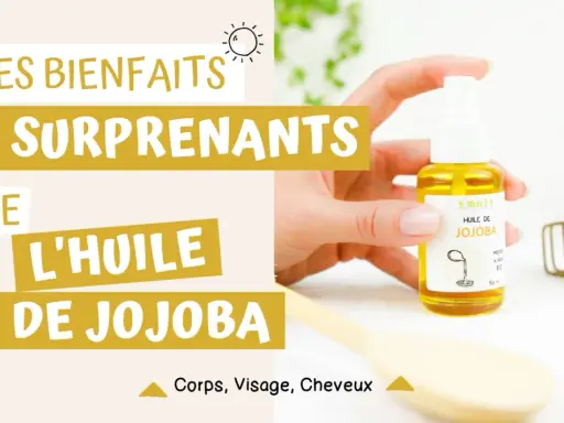 Découvrez les bienfaits surprenants de l'huile de jojoba pour le visage, le corps et les cheveux. Une main tient un flacon d'huile de jojoba.