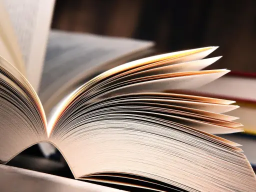 Pages d'un livre ouvert, un exemple de tautologie littéraire. La lumière éclaire les fines feuilles de papier.