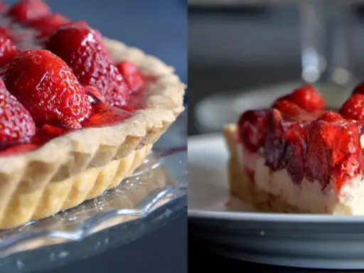 Pyszna tarta z mascarpone i truskawkami, pokryta galaretką. Idealna na letnie popołudnie.