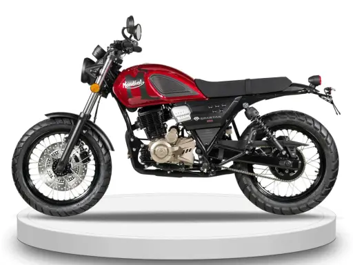 Moto Mondial Spartan 250 roja, ideal para quienes buscan un permiso A2 que puedo conducir. Estilo retro y moderno.