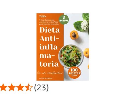 Libro "Dieta Antiinflamatoria" con 100 recetas a color. Ideal para un embarazo saludable y desinflamatorio.