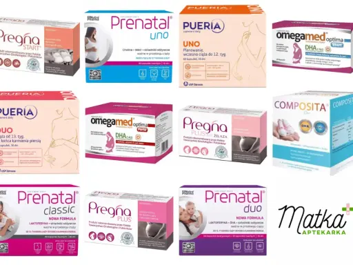 Witaminy po porodzie: Pregna, Pueria, Omegamed, Composita - wsparcie dla mamy i dziecka.