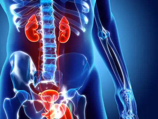 Anatomia układu moczowego: nerki, moczowody, pęcherz i cewka moczowa.