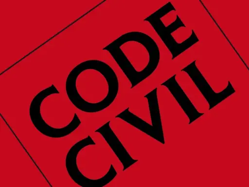 Schwarze Schrift auf rotem Grund: "CODE CIVIL". Ein wichtiger Teil des Rechtssystems.