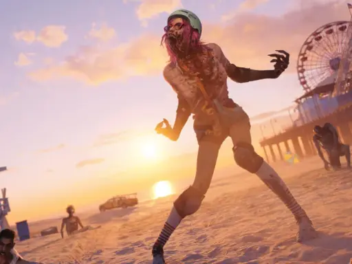 Zombi na plaży w Los Angeles, przygotowują się do walki w trybie coop Dead Island 2.