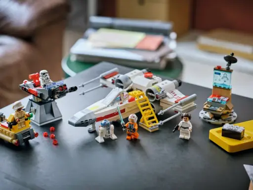 Zestaw Lego Star Wars z Luke'iem Skywalkerem, R2-D2 i Leią. To inteligentna zabawa, która rozwija wyobraźnię i kreatywność.
