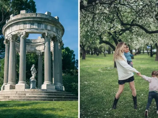Disfruta de un **free tour Madrid con niños**, explorando monumentos históricos y parques floridos.