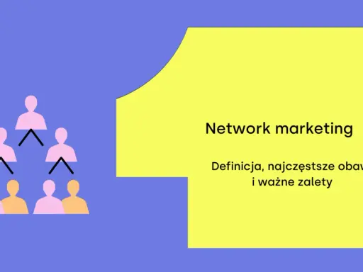 Grafika wyjaśnia, mlm co to: network marketing, definicja, obawy i zalety. Schemat pokazuje strukturę piramidy.