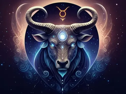 Mistyczny Byk z gwiazd, symbolizujący horoskop i obiecujący przypływ pieniędzy.