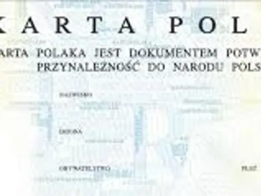Karta Polaka z godłem Polski. Dokument potwierdzający przynależność do Narodu Polskiego.