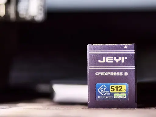 Karta pamięci JEYI CFexpress Type B 512 GB, gotowa do zapisywania materiałów 8K RAW.