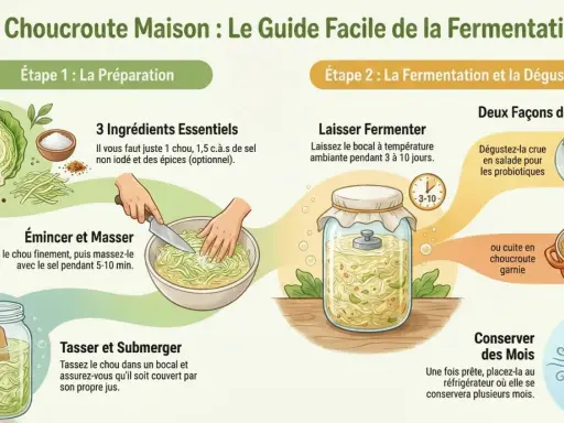 Guide pour faire la choucroute maison : préparation, fermentation et dégustation. Apprenez ce qu'est la choucroute et comment la préparer facilement.