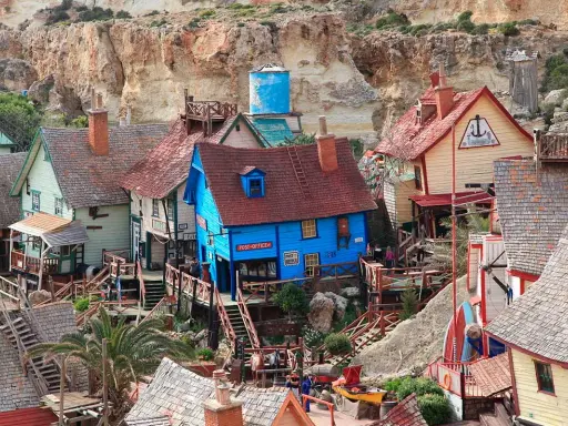 Pueblo de pescadores en Malta con casas coloridas y escaleras de madera. Un lugar ideal para visitar con niños.