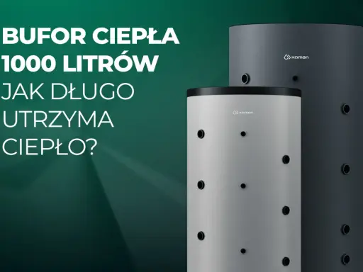 Bufor ciepła 1000l na ile wystarczy? Dwa cylindryczne bojlery, jeden jasnoszary, drugi ciemnoszary, z logo Kamen.