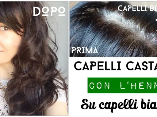 Prima e dopo: henné per capelli bianchi trasforma i capelli castani. Copertura del 75% dei capelli bianchi.