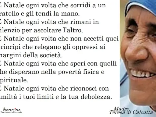 Poesia sul Natale di Madre Teresa di Calcutta: "È Natale ogni volta che sorridi a un fratello". Ritratto di Madre Teresa.