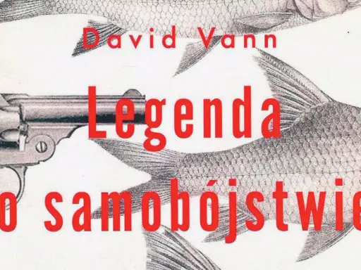 Okładka książki Davida Vanna "Legenda o samobójstwie" z rewolwerem i rybami.