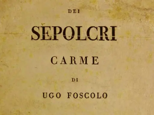 Titolo: Dei Sepolcri Carme di Ugo Foscolo. Testo antico su carta ingiallita.