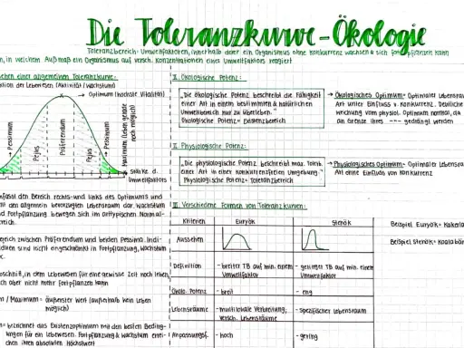 Die Toleranzkurve zeigt die Reaktion eines Lebewesens auf Umweltfaktoren. Das Optimum ist der Bereich mit den besten Bedingungen für Wachstum und Fortpflanzung.