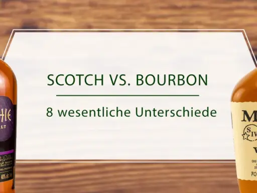 Zwei Flaschen Scotch und Bourbon Whiskey, die Unterschiede zwischen diesen Whiskey-Sorten beleuchten.