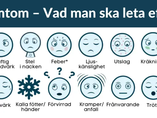 Symtom på tsetseflugan sjukdom: huvudvärk, stel nacke, feber, ljuskänslighet, utslag, kräkningar, ledvärk, kalla händer/fötter, förvirring, kramper, frånvaro, trötthet.