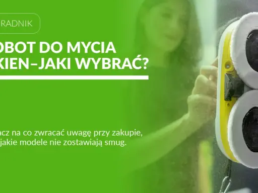 Robot do mycia okien z dwoma obrotowymi padami czyszczącymi na szkle.
