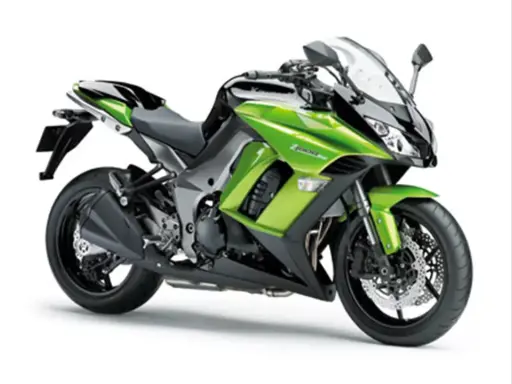 Zielony Kawasaki Z1000, sportowy motocykl, gotowy do jazdy z mocą V-max.