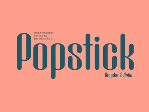 Catálogo de tipos de letras para Word: la fuente "Popstick" en estilo pop art, con versiones Regular e Italic.