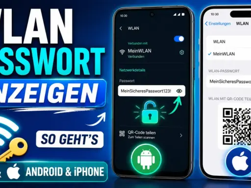 WLAN Passwort anzeigen auf Android & iPhone. So einfach geht's! Das Bild zeigt, wie man das WLAN-Passwort auf dem Handy findet.