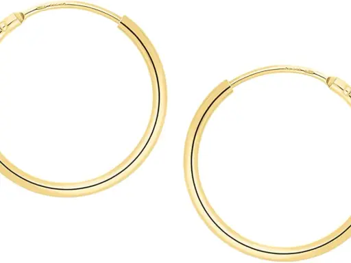 Coppia di orecchini a cerchio in oro 8 carati. Questo significa che sono composti per il 33,3% da oro puro, il resto è una lega.