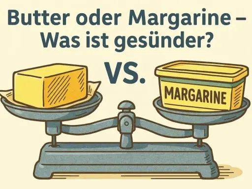 Eine Waage vergleicht einen Block Butter mit einer Margarine-Packung. Die Frage: Butter oder Margarine – was ist gesünder?