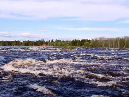 Forsande vatten i Tornedalen. En karta över området skulle visa hur denna mäktiga älv slingrar sig genom landskapet.