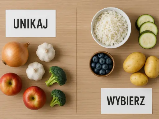 Unikaj cebuli, czosnku, jabłek i brokułów, jeśli chcesz ograniczyć śmierdzące gazy. Wybierz ryż, borówki, ziemniaki i cukinię. Probiotyki mogą pomóc.