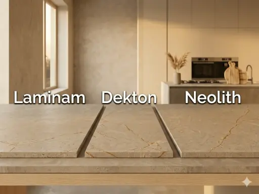 Superfici in pietra per la cucina: Laminam, Dekton e Neolith mostrano la loro bellezza.