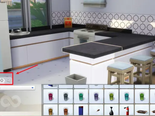 Wpisanie "debug" w wyszukiwarce obiektów w The Sims 4, aby odblokować przedmioty kariery i inne ukryte elementy.