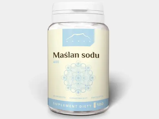 Maślan sodu 400 mg, suplement diety wspierający odbudowę jelit i mikrobiotę. Pomocny przy problemach z refluksem.