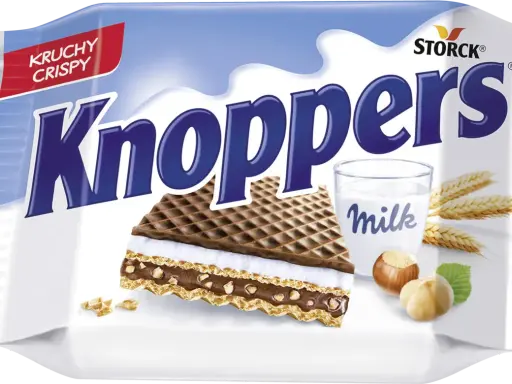 Chrupiący Knoppers z orzechami i mlekiem. Idealny na przekąskę, gdy chcesz poznać jego knoppers kcal.