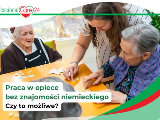 Opiekunki grają w gry planszowe z seniorami. Czy praca w opiece w Niemczech bez języka jest możliwa?