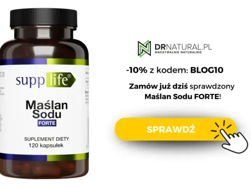 Suplement diety Maślan Sodu FORTE od SuppLife. Dowiedz się, kwas masłowy co to i zamów z rabatem 10%!