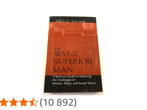 Okładka książki "The Way of the Superior Man" Davida Deidy, z rysunkiem anatomicznym w tle.