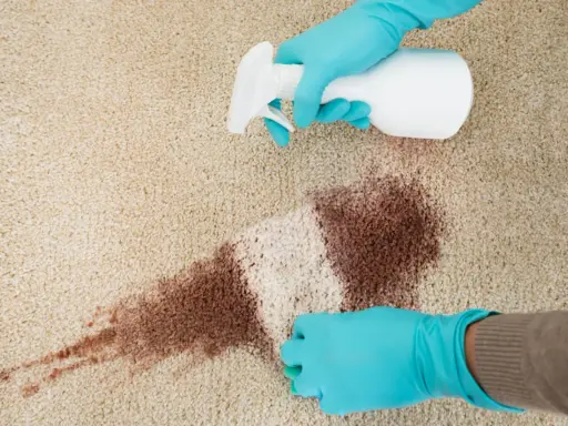 Rękawiczki i spray do czyszczenia dywanu. Dowiedz się, czym zmyć pastę do butów, by przywrócić czystość.