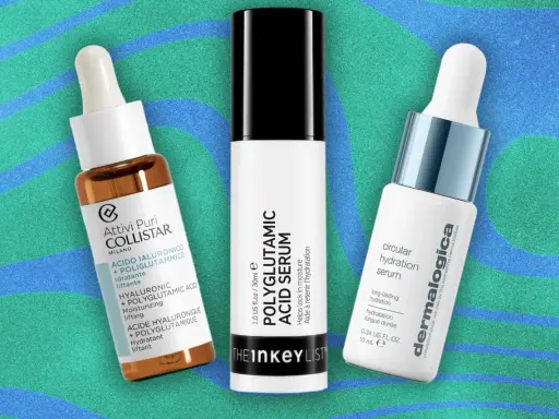 Trois sérums hydratants : Collistar, The Inkey List (acide polyglutamique) et Dermalogica. Aucun danger associé à l'acide polyglutamique ici.