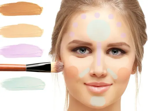 Demostración de cómo usar un corrector amarillo para iluminar y corregir imperfecciones en el rostro.