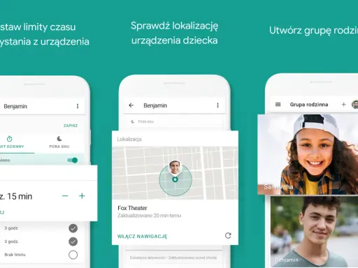 Zarządzaj czasem ekranu dziecka z kontrolą rodzicielską Android. Ustaw limity, sprawdzaj lokalizację i twórz grupy rodzinne.